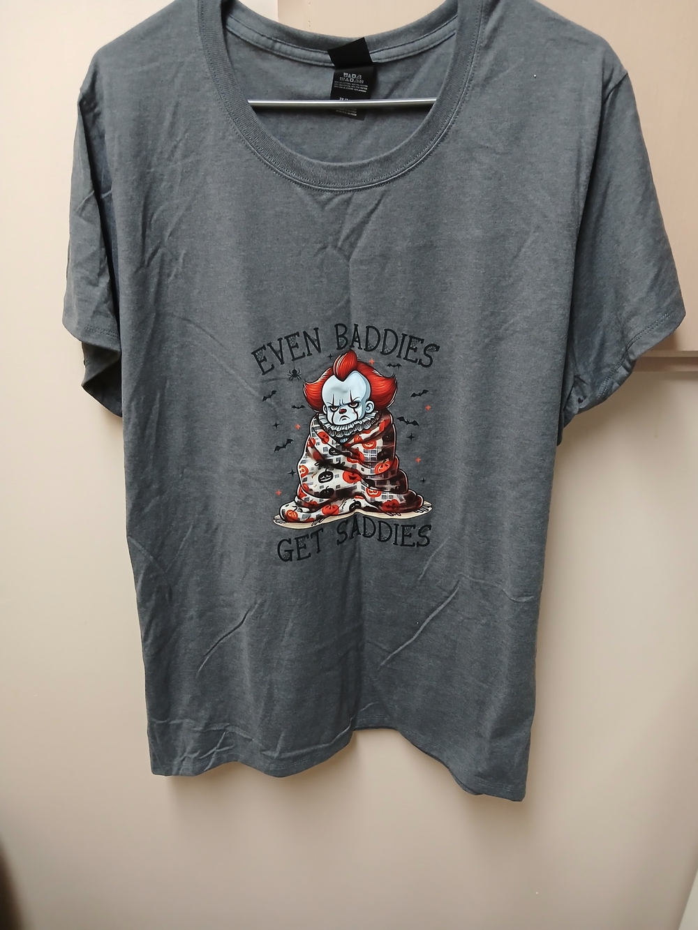 Women's Graphic Tee with Red Accent - Even Baddies Get Saddies